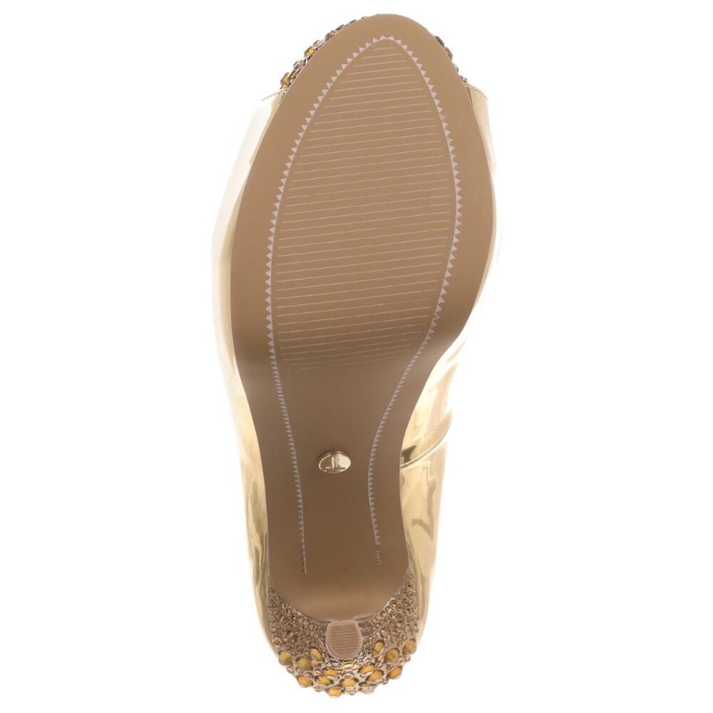 90$ Thalia Sodi Libbie Embellished Ankle-Strap Platform Pumps Heel Size 9.5 Gold - Picture 2 of 2